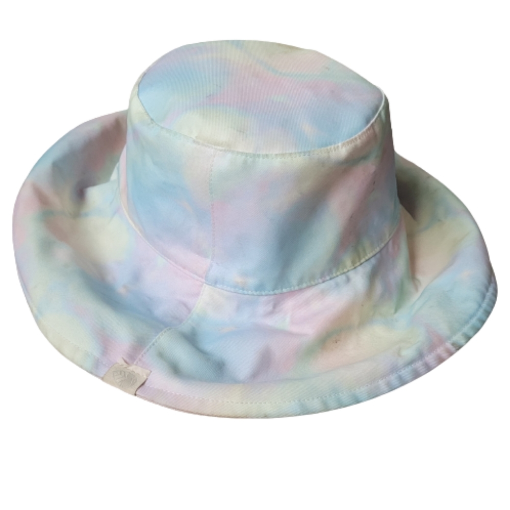Tie Dye Wide Brim Bucket Hat Pink & Blue